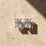 Platinum 0.50 Carat E-F VVS-VS Emerald Diamond Stud Earrings