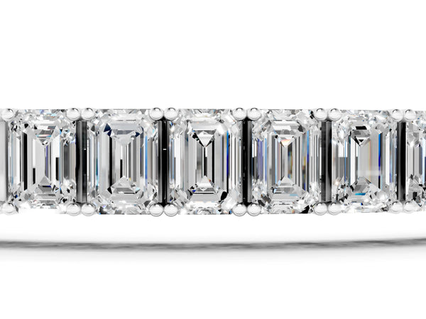 Silver Emerald Cut Diamond Tennis Bracelet with Four-Prong Setting