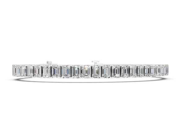 White gold Emerald Cut Diamond Tennis Bracelet with Four-Prong Setting