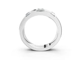 White gold Emerald Cut Diamond Three-Stone Mens Ring with Baguette Side Stones_3