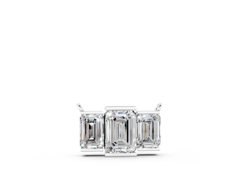 White gold Emerald Cut Diamond Three-Stone Necklace with Prong Setting_5