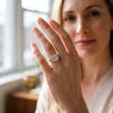 White gold Emerald Cut Diamond Three-Stone Ring with Four-Prong Setting and Classic Band_102