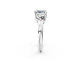 White gold Emerald Cut Diamond Three-Stone Ring with Prong Setting and Classic Band_83