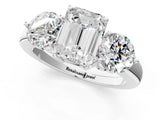 White gold Emerald Cut Diamond Three-Stone Ring with Prong Setting and Classic Band_83