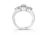 White gold Emerald Cut Diamond Three-Stone Ring with Prong Setting and Classic Band_84