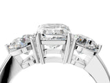 White gold Emerald Cut Diamond Three-Stone Ring with Prong Setting and Classic Band_85