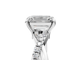 White gold Emerald Cut Diamond Twist Band Solitaire with Prong Setting_87