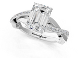 White gold Emerald Cut Diamond Twisted Band Engagement Ring with Prong Setting_40