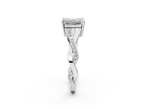 White gold Emerald Cut Diamond Twisted Band Engagement Ring with Prong Setting_41