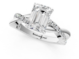 White gold Emerald Cut Diamond Twisted Band with Pavé Setting and Four-Prong Setting_54
