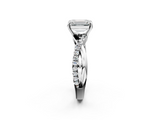 White gold Emerald Cut Diamond Twisted Band with Pavé Setting and Four-Prong Setting_57
