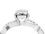 White gold Emerald Cut Diamond Twisted Band with Pavé Setting and Four-Prong Setting_57