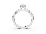 White gold Emerald Cut Diamond Twisted Band with Pavé Setting and Four-Prong Setting_58