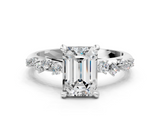 White gold Emerald Cut Diamond Vine Band with Four-Prong Setting_80