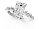 White gold Emerald Cut Diamond Vine Band with Four-Prong Setting_81