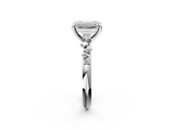 White gold Emerald Cut Diamond Vine Band with Four-Prong Setting_82