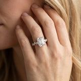 White gold Emerald Cut Diamond Vine Band with Four-Prong Setting_9