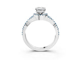 White gold Emerald Cut Diamond with Aquamarine side stone Halo Twist Band Solitaire Prong Setting Ring_27