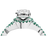 White gold Emerald Cut Diamond with Green Sapphire side stone Halo Twist Band Solitaire Prong Setting Ring_28
