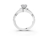 White gold Emerald Cut Diamond with Moissanite side stone Halo Twist Band Solitaire Prong Setting Ring_27