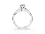 White gold Emerald Cut Diamond with Moissanite side stone Halo Twist Band Solitaire Prong Setting Ring_39