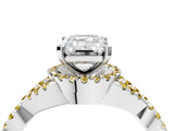 White gold Emerald Cut Diamond with Yellow Sapphire side stone Halo Twist Band Solitaire Prong Setting Ring_16