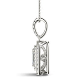 White gold Emerald Cut Double Halo Diamond Pendant with Prong Setting 2