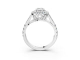 White gold Emerald Cut Double Halo Split Shank Diamond Ring with Prong Setting_70