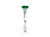 White gold Emerald Cut Emerald Engagement Ring with Side Stone Accents and Four-Prong Setting_29