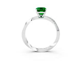 White gold Emerald Cut Emerald Engagement Ring with Side Stone Accents and Four-Prong Setting_30