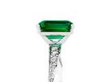 White gold Emerald Cut Emerald Engagement Ring with Side Stone Accents and Four-Prong Setting_32