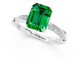 White gold Emerald Cut Emerald Engagement Ring with Side Stone Accents and Four-Prong Setting_37