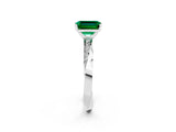 White gold Emerald Cut Emerald Engagement Ring with Side Stone Accents and Four-Prong Setting_38