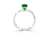 White gold Emerald Cut Emerald Engagement Ring with Side Stone Accents and Four-Prong Setting_39