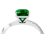 White gold Emerald Cut Emerald Engagement Ring with Side Stone Accents and Four-Prong Setting_40