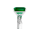 White gold Emerald Cut Emerald Engagement Ring with Side Stone Accents and Four-Prong Setting_41