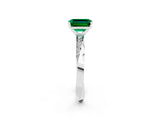 White gold Emerald Cut Emerald Engagement Ring with Side Stone Accents and Four-Prong Setting_86