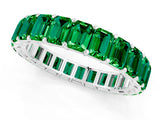 Platinum Emerald Cut Emerald Eternity Band with Shared Prong Setting