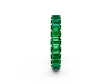 Platinum Emerald Cut Emerald Eternity Band with Shared Prong Setting