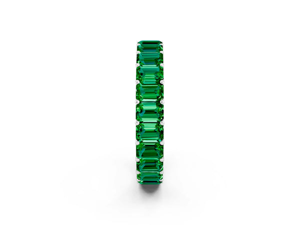Platinum Emerald Cut Emerald Eternity Band with Shared Prong Setting