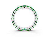 Platinum Emerald Cut Emerald Eternity Band with Shared Prong Setting