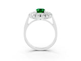 White gold Emerald Cut Emerald Floral Double Halo Engagement Ring with Prong Setting_100