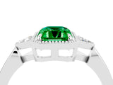 White gold Emerald Cut Emerald Halo Ring with Tapered Band and Four-Prong Setting_4
