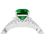 White gold Emerald Cut Emerald  Halo Twist Band Solitaire Prong Setting Ring_28