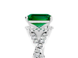 White gold Emerald Cut Emerald  Halo Twist Band Solitaire Prong Setting Ring_29