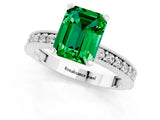 White gold Emerald Cut Emerald Milgrain Pavé Engagement Ring with Four-Prong Setting_13
