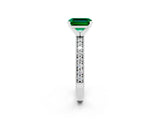 White gold Emerald Cut Emerald Milgrain Pavé Engagement Ring with Four-Prong Setting_14