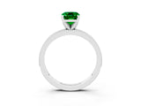 White gold Emerald Cut Emerald Milgrain Pavé Engagement Ring with Four-Prong Setting_15