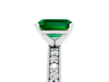 White gold Emerald Cut Emerald Milgrain Pavé Engagement Ring with Four-Prong Setting_17