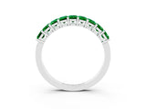 White gold Emerald Cut Emerald Prong-Set Eternity Band_9